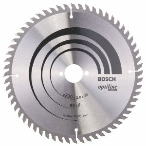 Pjovimo diskas medienai Bosch OPTILINE WOOD; 230x2,8x30,0 mm; Z60; 15°  