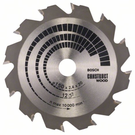 Pjovimo diskas medienai Bosch CONSTRUCT WOOD; 150x2,4x20,0 mm; Z12; 12°  