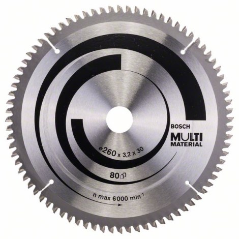 Pjovimo diskas medienai Bosch MULTI MATERIAL; 260x3,2x30,0 mm; Z80; -5°  