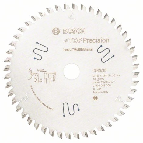 Pjovimo diskas medienai Bosch; 165x1,8x20,0 mm; Z48; 0°  