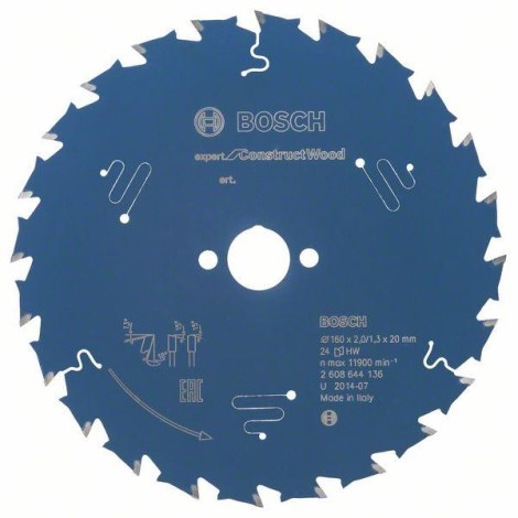 Pjovimo diskas Bosch Expert for Construct Wood 2608644136; 160x20 mm; Z24