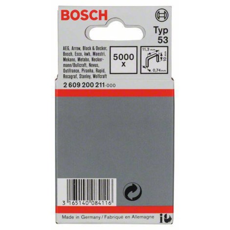 Kabės Bosch 2609200211; 11,4x10 mm; 5000 vnt.; tipas 53