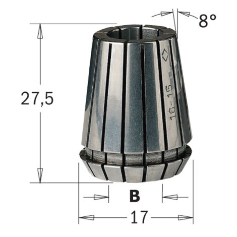 Įvorė CMT ER16 184.080.16; 8 mm 