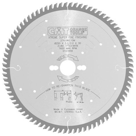 Pjovimo diskas medienai CMT 274; 250x3,2x30; Z80; 15° 