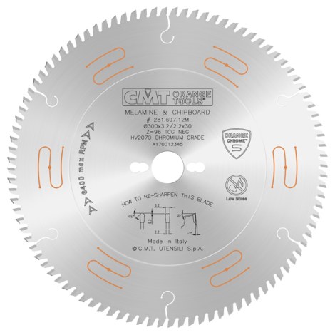 Pjovimo diskas medienai CMT 281; 300x3,2x30,0 mm; Z96; -3° 