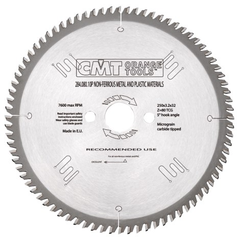 Pjovimo diskas aliuminiui CMT 284; 250x3,2x32; Z80; 5° 