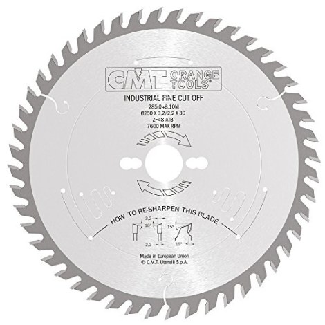 Pjovimo diskas medienai CMT 285; 250x3,2x30; Z48; 15° 