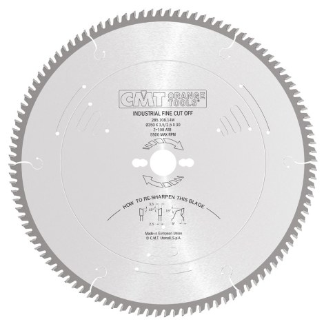 Pjovimo diskas medienai CMT 285; 350x3,5x30; Z108; 5° 