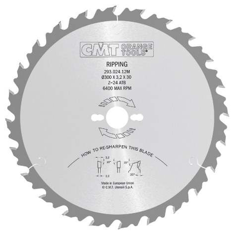 Pjovimo diskas medienai CMT 293; 300x3,2x35; Z24; 20° 