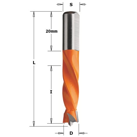 Grąžtas medienai CMT; S=8x20 mm; D=6,35x30 mm 