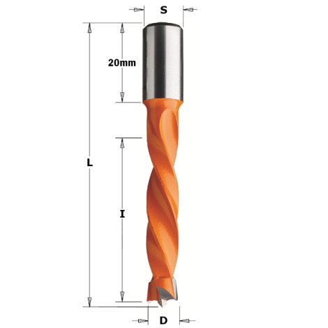 Grąžtas medienai CMT; S=10x20 mm; D=6,35x43 mm 