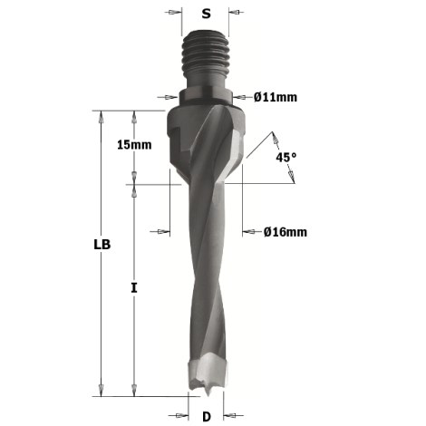 Grąžtas medienai CMT; S=M10/11 mm; D=6x20 mm 