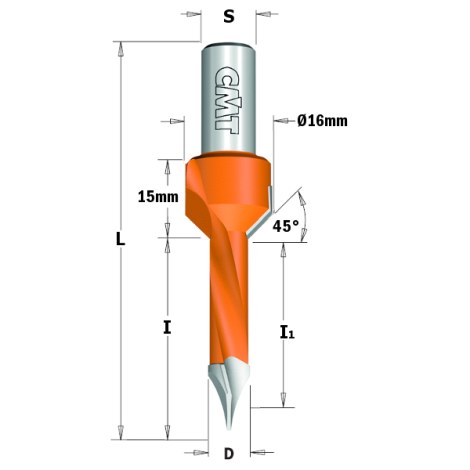Grąžtas medienai CMT; S=10x20 mm; D=5x35 mm 