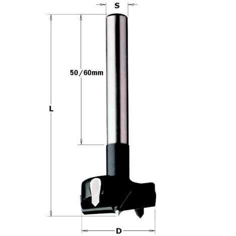Furnitūros skylių grąžtas CMT; S=10 mm; D=20 mm 