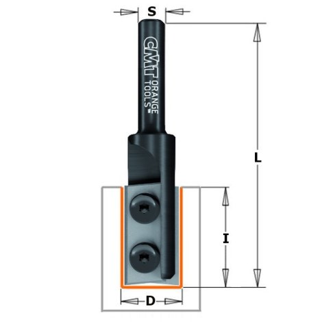 Tiesi pirštinė freza CMT; S=1/2''; D=16 mm 