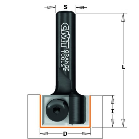 Tiesi pirštinė freza CMT; S=8 mm; D=19 mm 