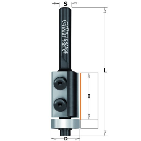 Tiesi pirštinė freza CMT; S=8 mm; D=19 mm 