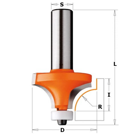 Apvalinimo freza CMT; 3/12,7/54 mm; su guoliu