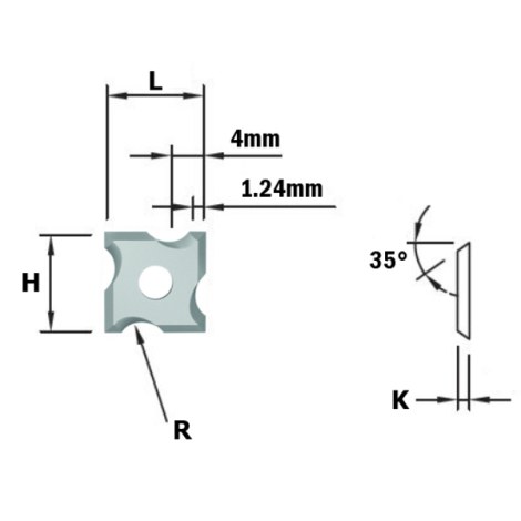 Obliaus peilis CMT 790.020.00; 19,5x9x,1,5 mm; R2; HWM; 1 vnt. vnt.
