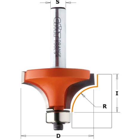 Apvalinimo freza CMT; S=1/2''; D=25,4 mm; su guoliu