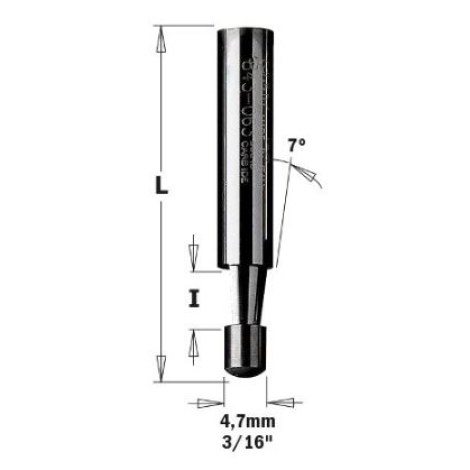 Kopijuojanti freza CMT 843.063.11-X50; S=6,35 mm; D=6,35X6,35 mm; 50 vnt.