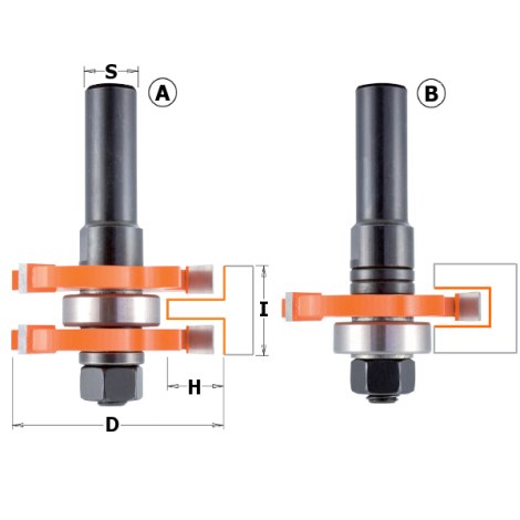 Frezų rinkinys CMT tongue & groove; 8 mm; profile A+B; 2 dalys