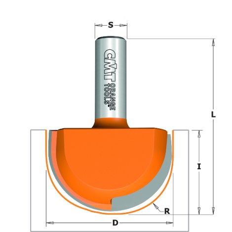 Lovelių freza CMT; S=12 mm; D=38,1 mm; R=19,05 mm 