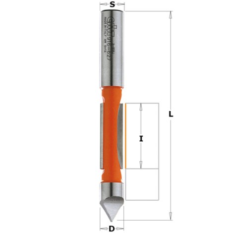 Griovelių freza su galiniais ašmenimis CMT; S=12 mm; D=12,7 mm 