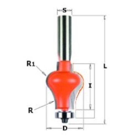 Juostinių rankenų freza CMT; S=12 mm; D=31,75 mm; su guoliu