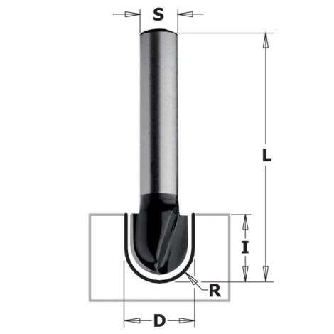 U formos griovelių freza CMT Contractor K914-127; R=6,35 mm; D=12,7 mm 