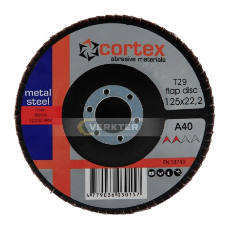 Vėduoklinis šlifavimo diskas Cortex 30921; 125 mm; P40; 6 vnt.