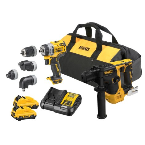 Įrankių rinkinys DeWalt DCK2101L2-QW (DCH072N + DCD703NT); 12 V; 2x3,0 Ah akum.