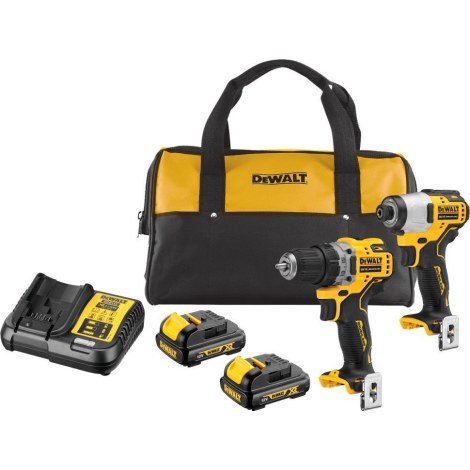 Įrankių rinkinys DeWalt DCK2110C2-QW (DCD701 + DCF801); 12 V; 2x1,3 Ah akum.