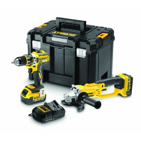 Įrankių rinkinys DeWalt DCK253M2T (DCD790+DCG412); 18 V; 2x4,0 Ah akum.