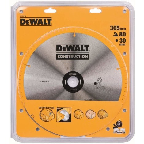 Pjovimo diskas medienai DeWalt DT1184-QZ; 305x30 mm; 80T; 5°