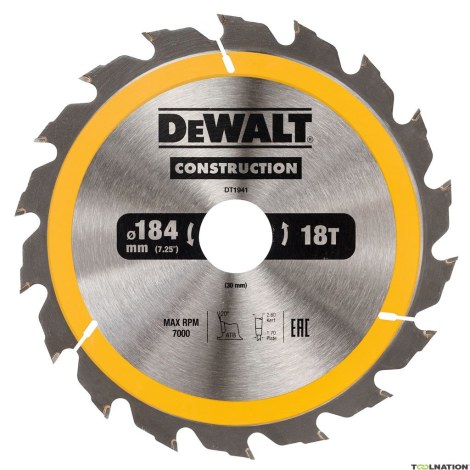 Pjovimo diskas medienai DeWalt DT1941-QZ; 184x30 mm; 18T