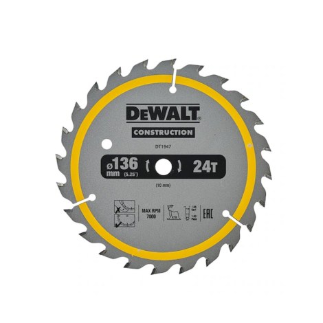 Pjovimo diskas DeWalt DT1947-QZ; 136x10 mm; Z24