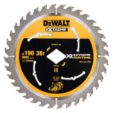Pjovimo diskas medienai DeWalt DT40271-QZ; 190 mm; Z36