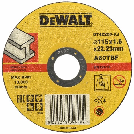 Abrazyvinis pjovimo diskas DeWalt DT42200-XJ; 115x1,6 mm