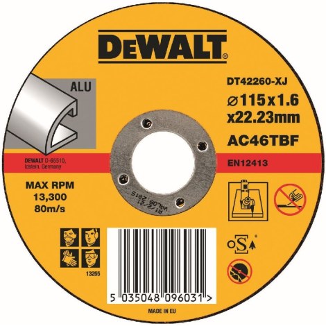 Abrazyvinis pjovimo diskas DeWalt DT42260-XJ; 115x1,6 mm