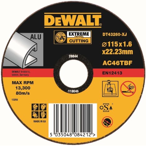 Abrazyvinis pjovimo diskas DeWalt DT43260-XJ; 115x1,6 mm