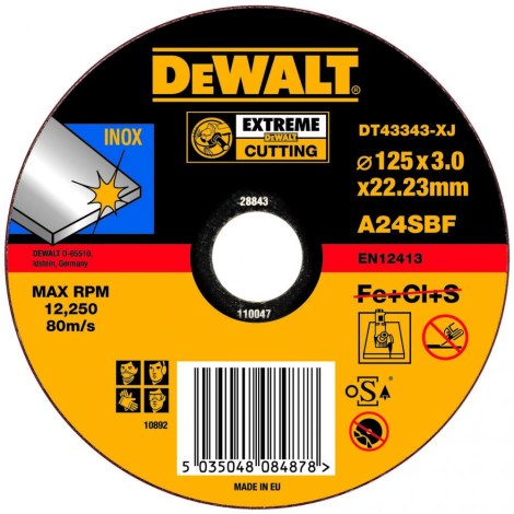 Abrazyvinis pjovimo diskas DeWalt DT43343-XJ; 125x3 mm