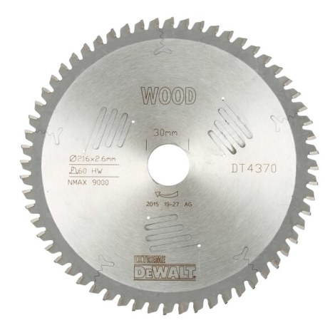 Pjovimo diskas medienai DeWalt DT4370-QZ; 216x30 mm; 60T