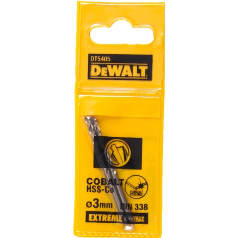 Grąžtas metalui DeWalt HSS-Co, DIN 338; 3x61 mm; 2 vnt.