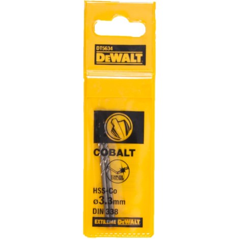 Grąžtas metalui DeWalt HSS-Co, DIN 338; 3,3x65 mm; 2 vnt.