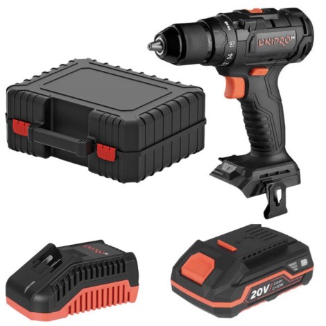 Suktuvas-gręžtuvas Dnipro-M CD-200BC-120S ULTRA; 20 V; 1x2,0 Ah akum.
