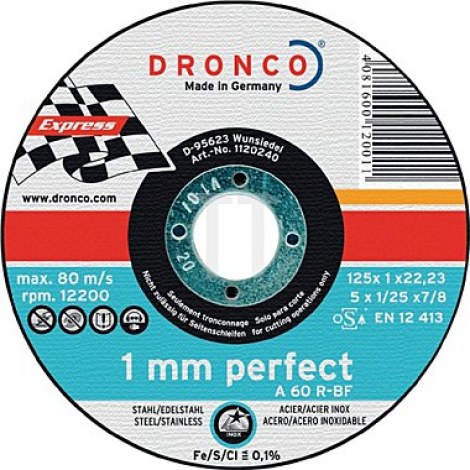 Abrazyvinis pjovimo diskas Dronco PERFECT A 60 R; 125x1x22,23 mm; 1 vnt.