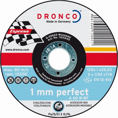 Abrazyvinis pjovimo diskas Dronco PERFECT A 60 R; 125x1x22,23 mm; 1 vnt.