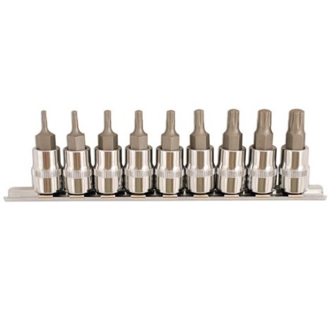Galvučių su antgaliais rinkinys Ellient Tools GB7018; 3/8''; 9 vnt.