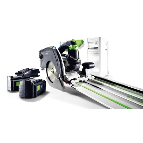 Akumuliatorinis diskinis pjūklas Festool HKC 55 Li 5,2 EB-Set-FSK420; 18 V; 2x5,2 Ah akum. + kreipiančioji liniuotė Festool FSK 420 Demonstracinis